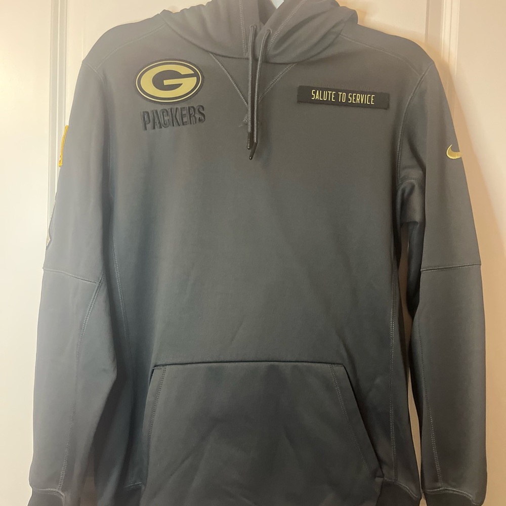 NFL On Field Green Bay Packers Hoodie Adult Small Odie Green Salute to Military